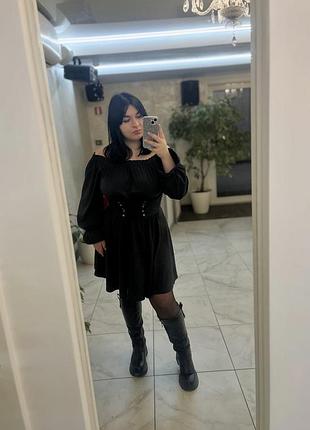 Чорна сукня з талією на резинці 🖤