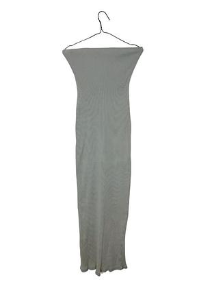 Голубое длинное платье в рубчик bershka 4