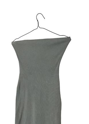 Голубое длинное платье в рубчик bershka 5