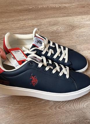 Нові кеди u.s. polo assn. синього кольору з червоними та білими акцентами, з бірками.