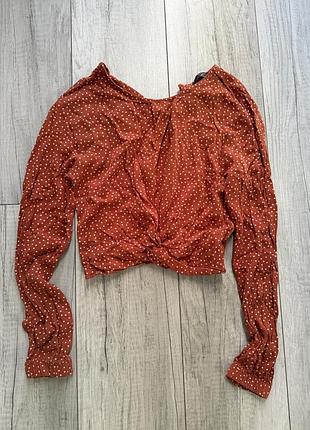 Блузка укорочена bershka у горошок, xs