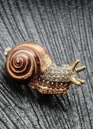 Милейшая 2в1 брошь - кулон 🐌 улитка с эмалью под перламутр