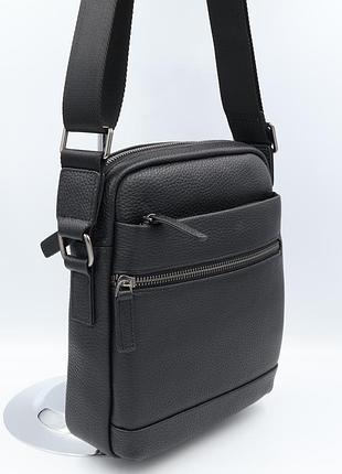 Сумка чоловіча натуральна шкіра leather 88390cp black