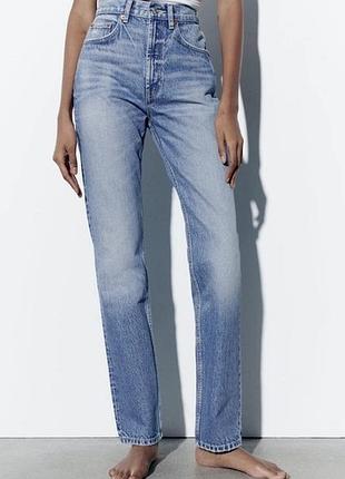 Джинси прямі на високій посадці zara