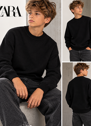 Черный базовый свитер zara для мальчика, 13–14 лет, 164 см