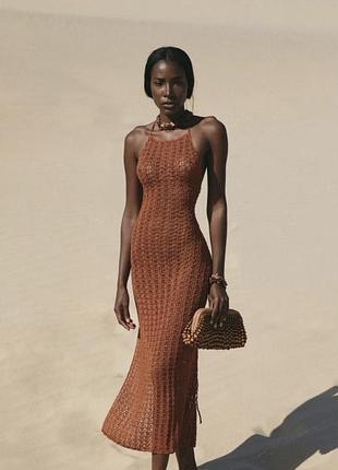 Пляжний одяг жіночий prettylittlething в'язана сукня помаранчева