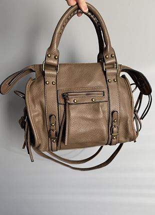 Коричнева сумка balenciaga city bag style y2k boho grunge з заклепками studded