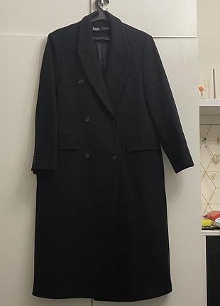 Пальто чорне zara розмір l