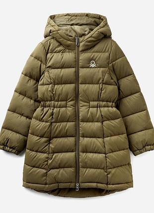 Пальто для дівчинки benetton хакі, демісезонне, на зріст 140 см