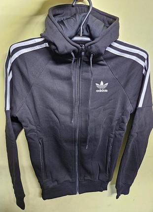 Толстовка adidas осень зима унисекс, теплая кофта на молнии адидас, соп худи adidas