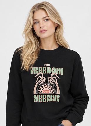 Світшот жіночий scotch & soda чорний з графічним принтом та вишивкою, розмір l