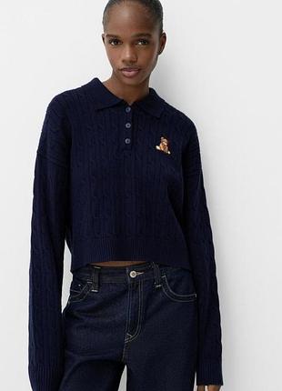 Кофта поло с мишкой bershka 2