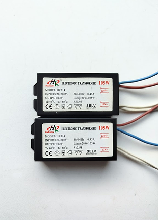 Драйвер понижающий трансформатор для галогенной люстры 220-12 в 220v 12v 105 вт