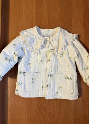 Дитяча курточка, reserved, біла в квіти , 98 розмір