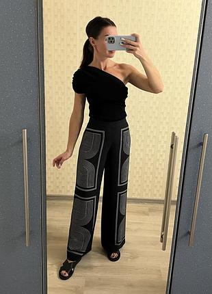 Широкі брюки палаццо h&m чорні брюки костюм брючний нарядний теплий
