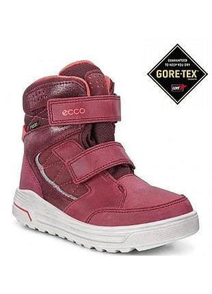 Чоботи зимові дитячі для дівчинки ecco 29 розмір устілка 18 см | gore-tex на липучках бордові на хутрі