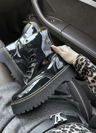 Dr.martens jadon black натуральна шкіра чорні черевики мартінс на високій підошві натуральная кожа ботинки на высокой подошве с замком демісезон