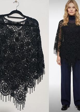 Star by julien macdonald. ажурное черное пончо (накидка)  кружево и бисером s/m