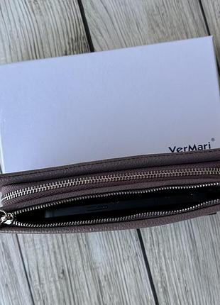 Шкіряний жіночий гаманець vermari на блискавках у кольорі темна пудра 5