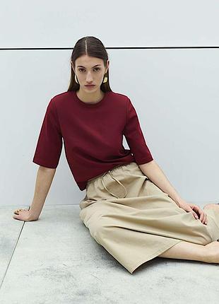 Бардова футболка з суміші бавовни з підплічниками від marks&spencer