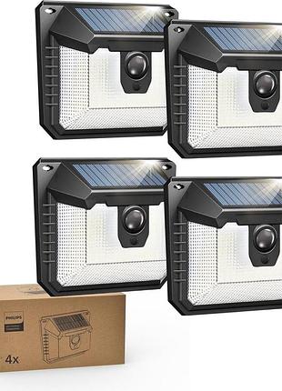 Вуличний світильник philips solar з датчиком руху 120 led 300 лм (4 шт.)