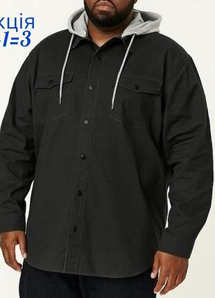 Куртка сорочка овершот з капюшоном bigdude overshirt with hood charcoal супер великого розміру батал вітровка