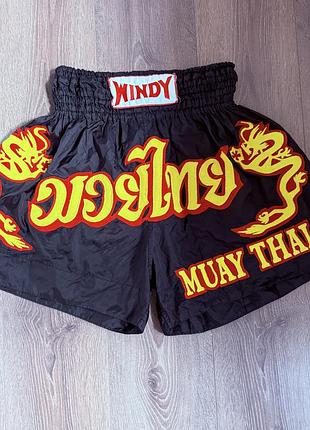 Чорні шорти для муай-тай windy muay thai shorts), розмір l
