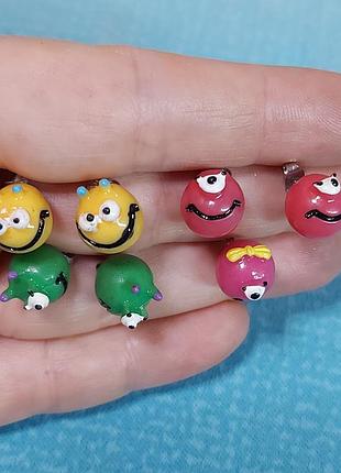 Серьги гвоздики монстрики набор 6