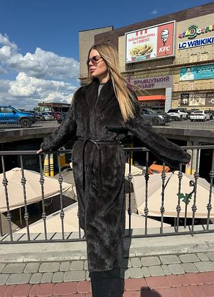 Шуба норкова 120 см шуба мокко зимова шуба