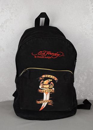 Рюкзак ed hardy by christian audigier наплечник черный сумка наплечная брендовая эмблема портфель оригинал eastpak patagonia diesel desigual