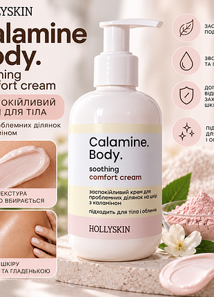 Успокаивающий крем для проблемных участков на коже с каламином hollyskin calamine. body. 200ml