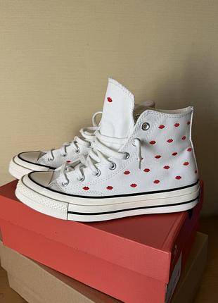 Білі високі кеди convers chuck taylor vintage  70 (lips limited)