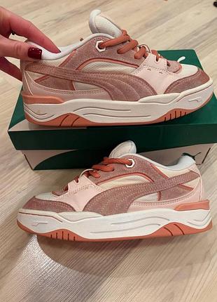 Кросівки для підлітків puma-180 kids jr рожеві, бежеві, довжина устілки 23,5 см