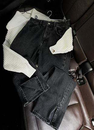 Базові графітові джинси з розрізами pull&bear