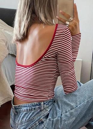 Лонгслів від h&m білий в червону смужку розмір s, еластичний! стан нового