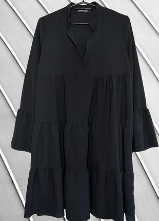 Женская черная мини-платье с воланами boohoo m l 38 40 42 44 буха оверсайз платье с v-вырезом свободная boohoo m l