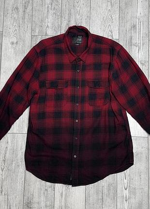Чоловіча фланелева сорочка blue crown червона l- xl бавовна