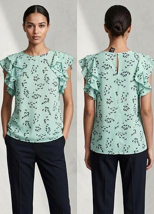 Ніжна м'ятна блуза з рюшами h&m