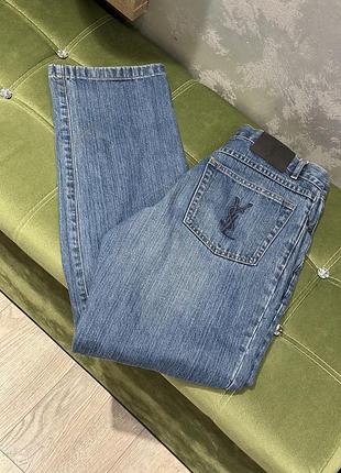 Ysl jeans denim pants big logo indigo blue vintage yves saint laurent y2k