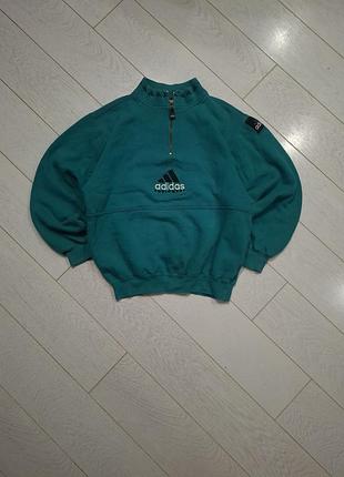 Adidas 90s 3/4 теплое худи на флисе оригинал полуовер свитшот адидас кофта