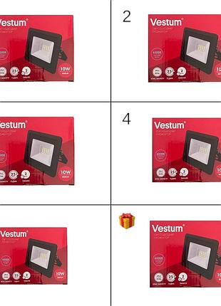 Акция 5+1 vestum 10w прожектор светодиодный 800лм 6500k 185-265v ip65