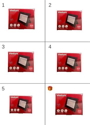 Акція 5+1 vestum 30 w 2400 лм 6500 k 185-265 v ip65 led прожектор світлодіодний