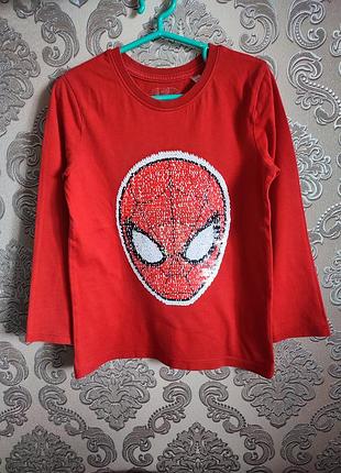 Червона лонгслів/кофта c&a marvel spider-man з паєтками-перевертнями