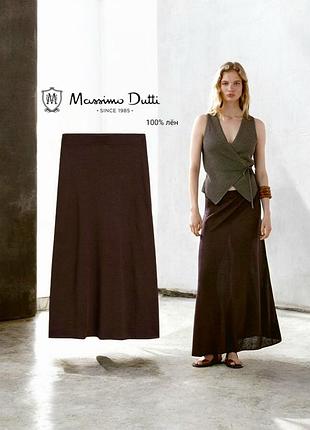 Massimo dutti нова трикотажна спідниця максі 100% льон