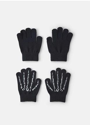 Набiр рукавичок carters чорнi 2-pack skeleton gloves