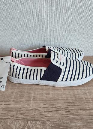 Новые летние мокасины балетки на девочку h&amp;m 32р. 20.5 см.