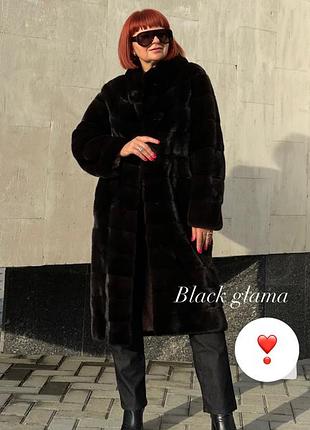 Шуба норкова black glama 110 см р. хс-с-м