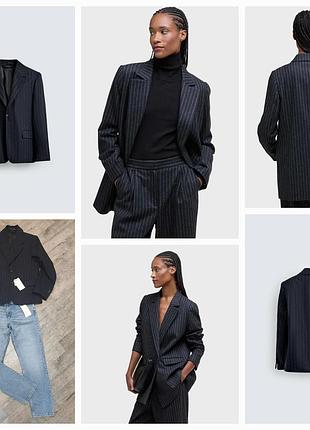 Стильный трендовый пиджак блейзер zara в полоску с шерстью. new