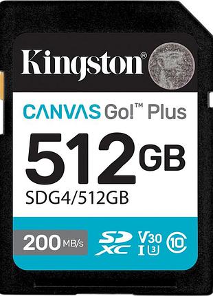Карта пам'яті kingston 512gb sdxc сlass 10 uhs-i u3 v30 canvas go plus g4 (sdg4/512gb)