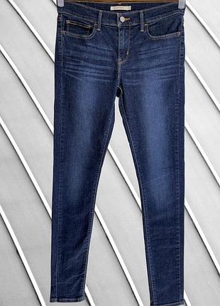Женские синие джинсы levi’s 710 w30 l 40 42 46 левис скошенные стрейчевые облегающие джинсы со средней посадкой levi's w30